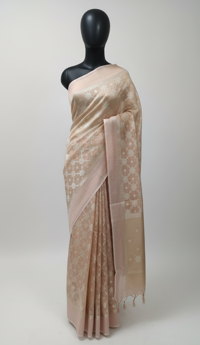 The Peach Blossom Tissue Banarasi Saree WA006