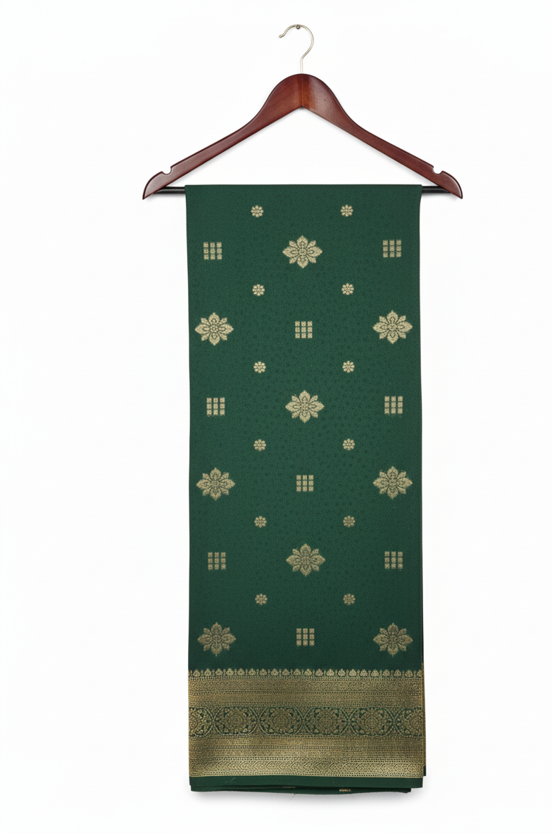 Green Glam Georgette Banarasi Saree WA005