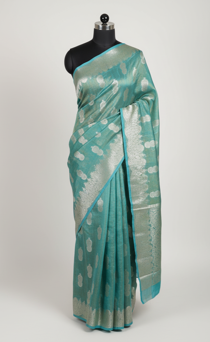 Aqua Crush Banarasi Saree WA010